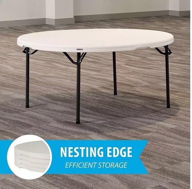 Lifetime 60" Round Commercial Grade Nesting Folding Table, Perfect for A...