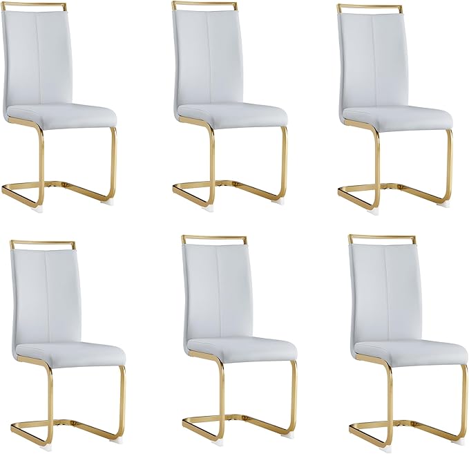 AZmac Modern Leather Dining Chairs Set of 6,Armless Kitchen Chairs,Dining Roo...