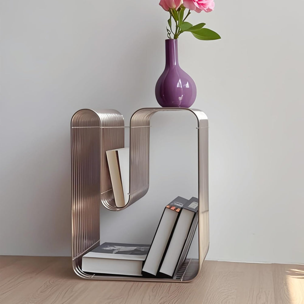 Metal Side Table, Metal End Table with Magazine Rack,Sofa Bedside Table for S...