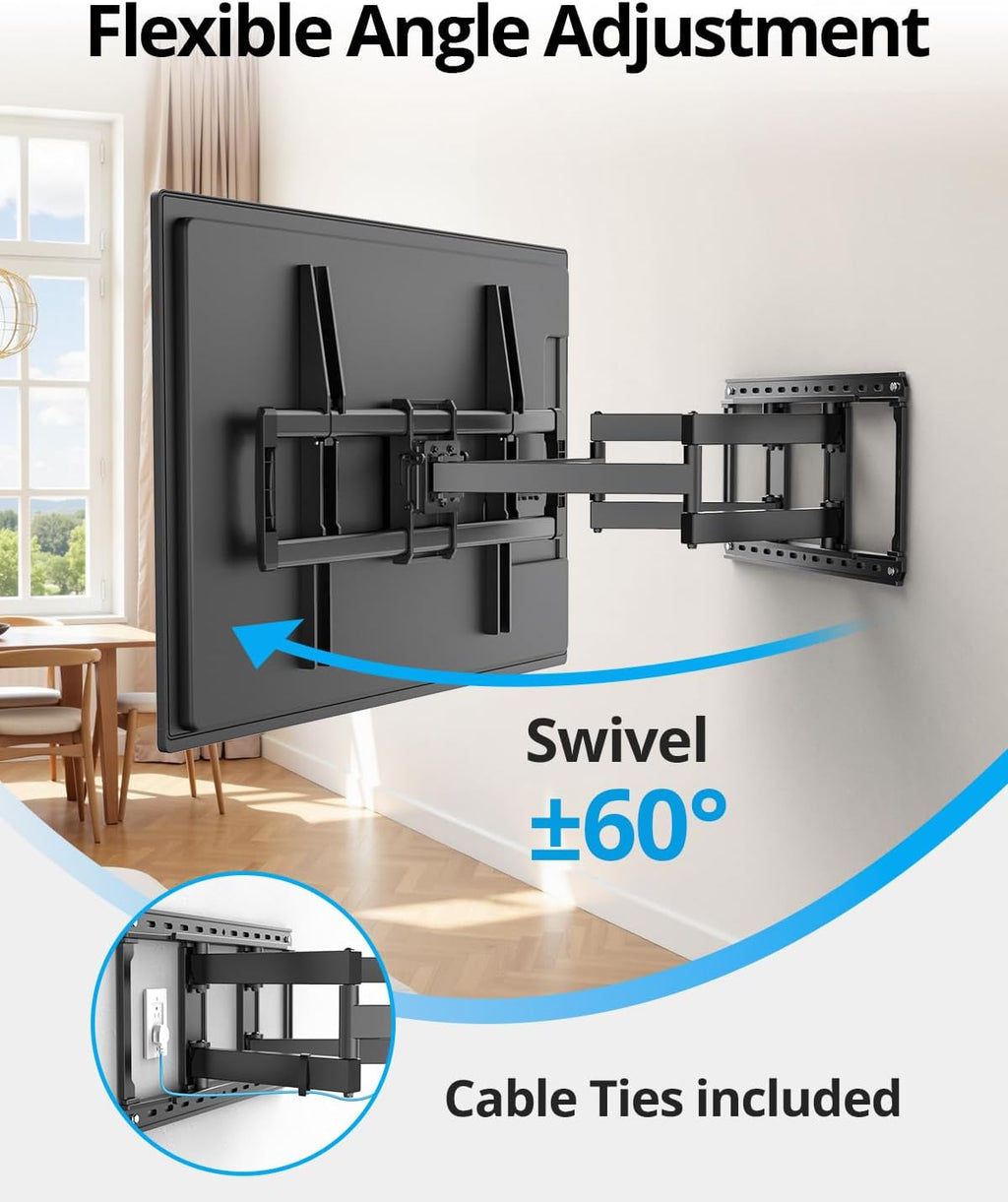 USX STAR 85 86 98 100 inch Heavy Duty TV Wall Mount for 37-105 inch Large TVs, Pre-Assembled TV Mount with Tool-Free Tilt, Up to 170lbs, VESA 800 x 600mm, 24″ Wood Studs