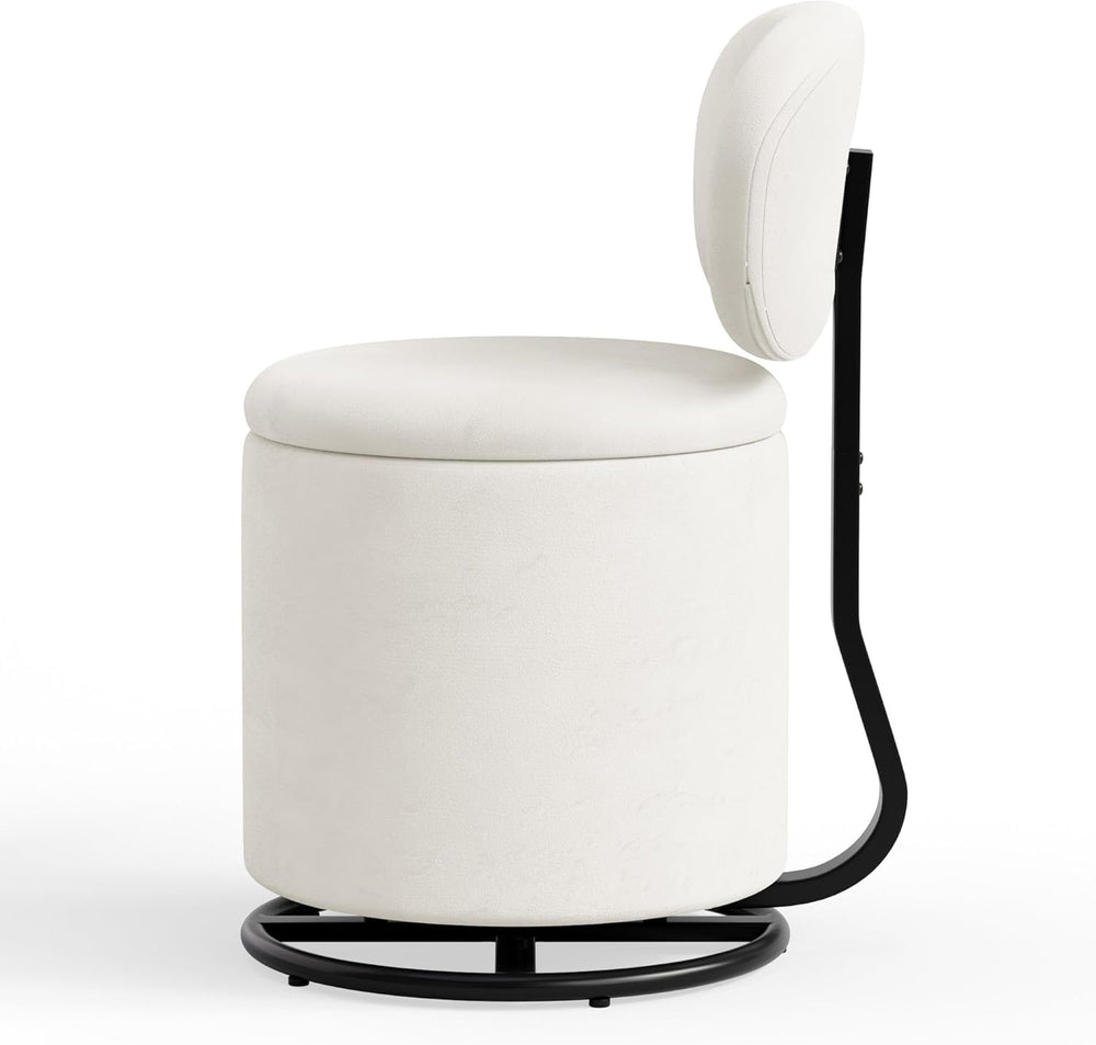 LIVELYGLOW Velvet Vanity Chair with Independent Backrest, 360° Swivel Makeup ...