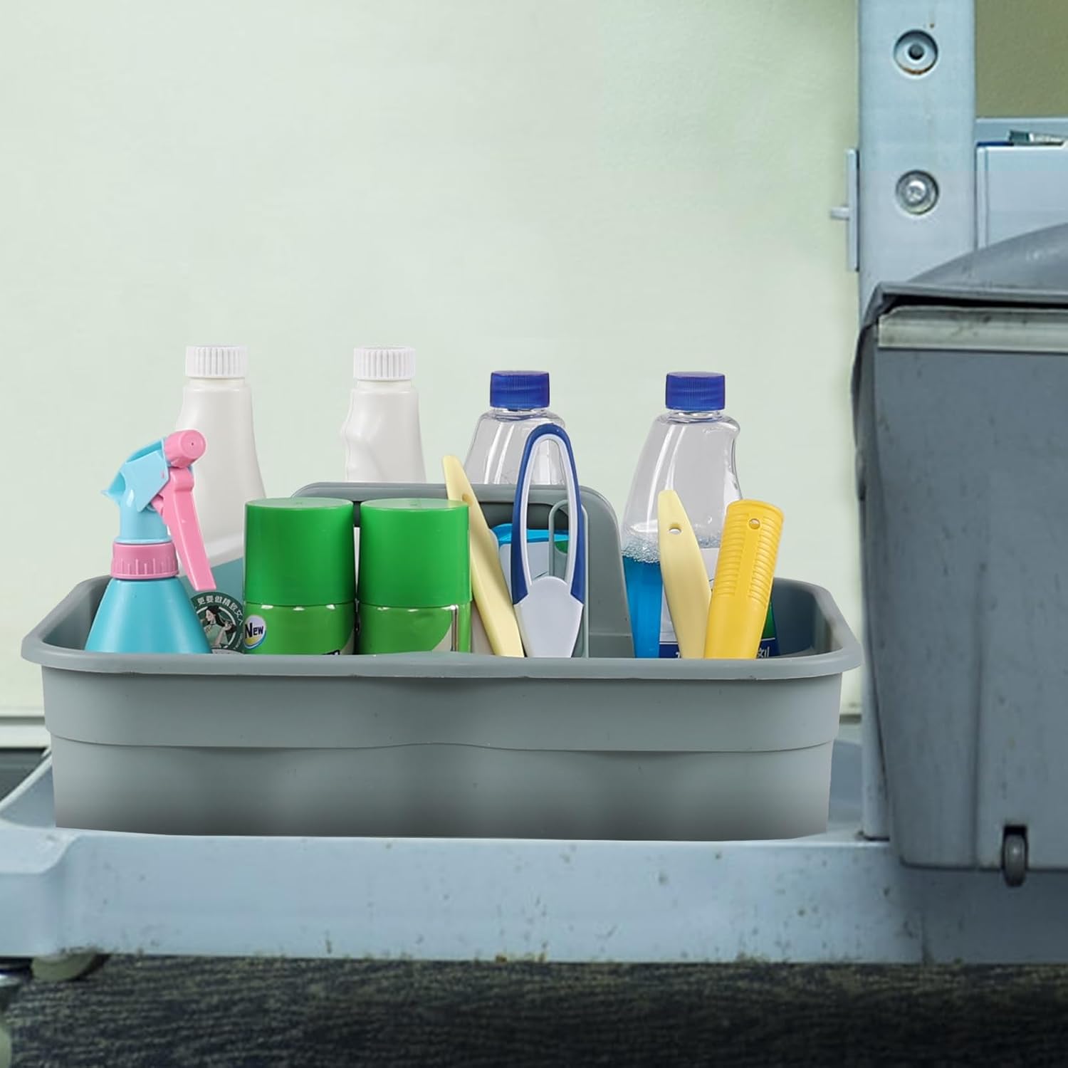 Hespama 6-Pack Cleaning Storage Caddy with Handle, Plastic Easy Carry Cleaning Caddy