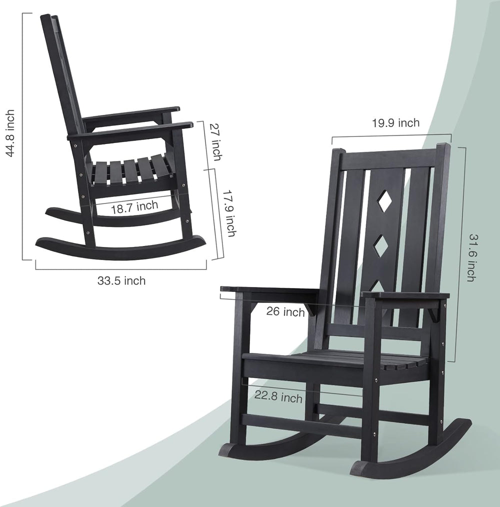 Outdoor Rocking Chair, Oversized Rocking Chair for Adults, All Weather Resist...