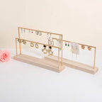 GemeShou wooden earring holder organizer for girls, maple stud earring display stand for boutique store, jewelry storage organizer shelf【maple stand-Two Tiers】