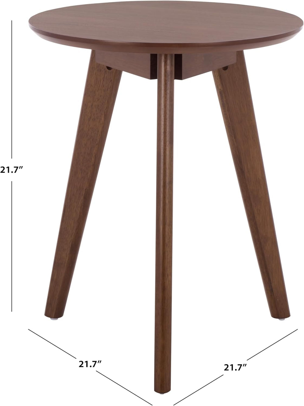 SAFAVIEH Furniture - Bahaus Round Accent Table - Walnut - Mid-Century Tripod ...