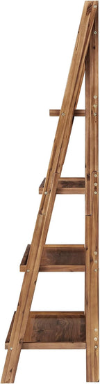 4-Tier Ladder Bookshelf - Freestanding Bookcase with X-Back Frame - Shelves for Living Room, Kitchen, Bedroom, and Office by Lavish Home (Walnut)