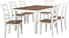 Lexicon Dining Table Set for 6 with Chairs, Wood 7 Piece Farmhouse Dining Room Table and Chairs Set of 6, Cross Back, Easy Assembly Seater for Indoor Home, Dinner, Kitchen, Cherry/White