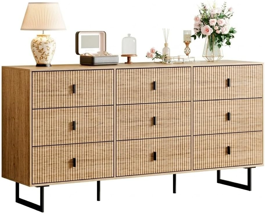 Chrangmay Modern Chest of Drawers with 9 Drawers,Deep Drawers,Clothes Organiz...