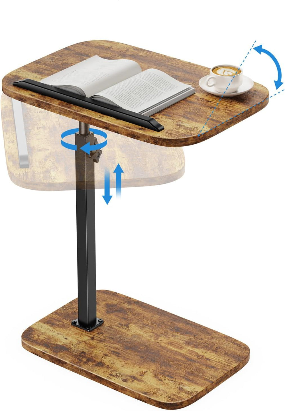 HUANUO TV Tray Table, Adjustable Height TV Tray with 360° Swivel & 90° Ti...