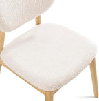 Wooden Dining Chairs Set of 2, Farmhouse Boucle Upholstered Kitchen Chairs, White