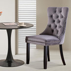 3-Pieces 31.5" Round Dining Table Set for 2, Black Dining Table & 2 Velvet Upholstered Dining Chairs for Kitchen Dining Room Apartment Small Space(Black Table & Grey Chairs)