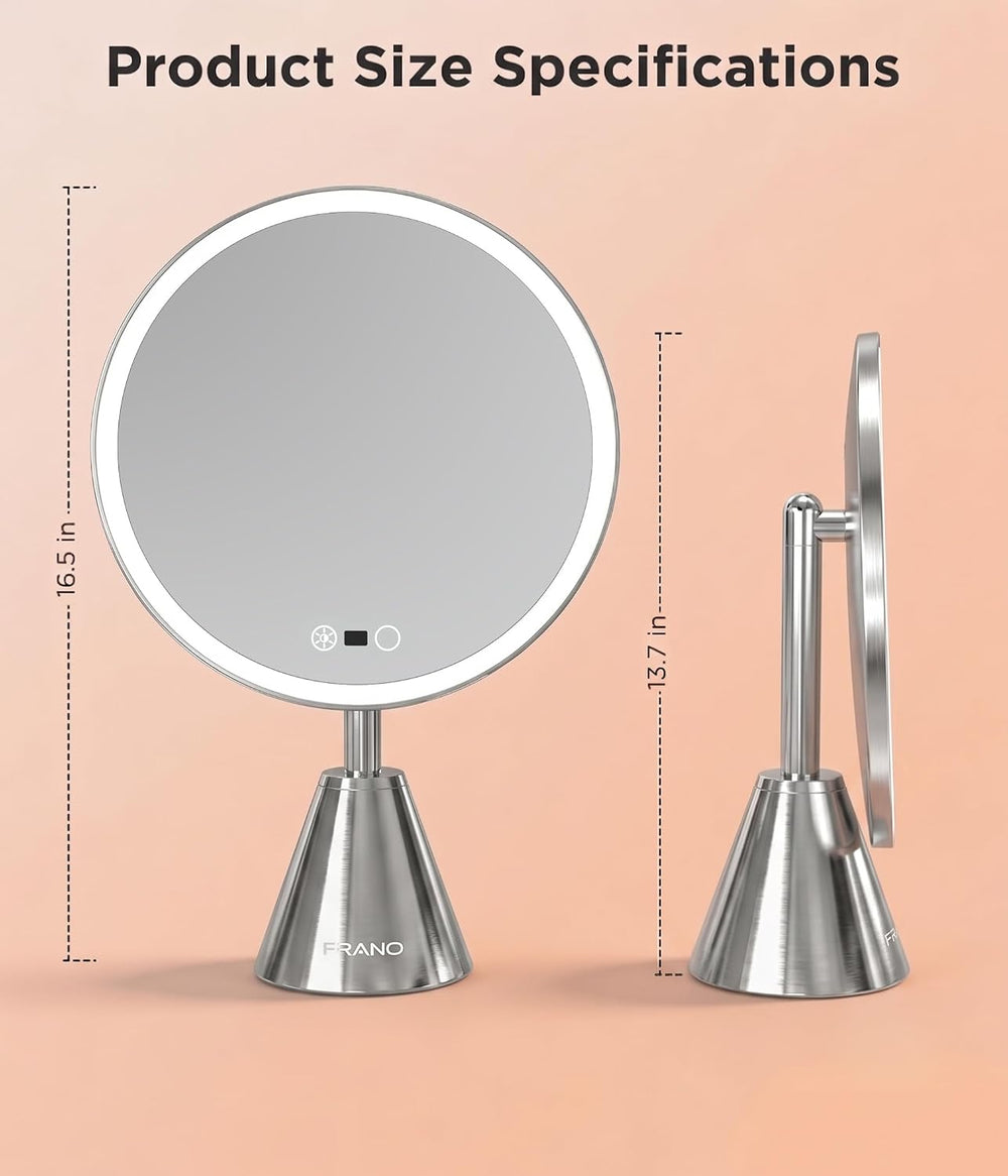 FRANO 10.5" Vanity Mirror with Lights, CRI≥98 True-Sunlight, 3 Colors &a...