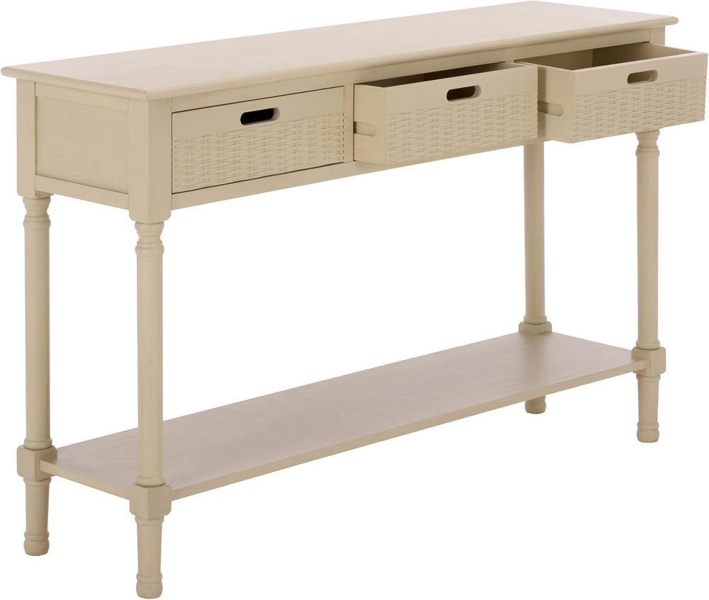 SAFAVIEH Home Collection - Landers Sand Console Table with 3 Basket Drawers a...
