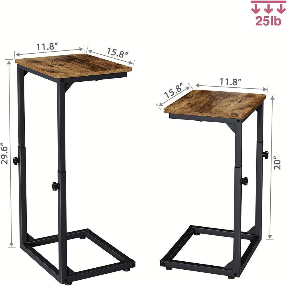7-Level Adjustable C-Shaped End Table, Small Side Table for Couch, Sofa TV Tr...