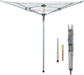 JS HANGER Collapsible 4-arm Rotary Outdoor Umbrella Drying Rack Metal Clothes Dryer Clothesline with 131ft Drying Space