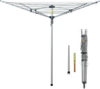 JS HANGER Collapsible 4-arm Rotary Outdoor Umbrella Drying Rack Metal Clothes Dryer Clothesline with 131ft Drying Space