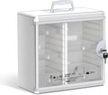 Glosen Medicine Cabinet Locking Medicine Cabinet Wall Mounted【 Silver 13.6 x 13.4 x 6.5 Inch 】 Portable Storage Container Big Capacity