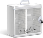 Glosen Medicine Cabinet Locking Medicine Cabinet Wall Mounted【 Silver 13.6 x 13.4 x 6.5 Inch 】 Portable Storage Container Big Capacity