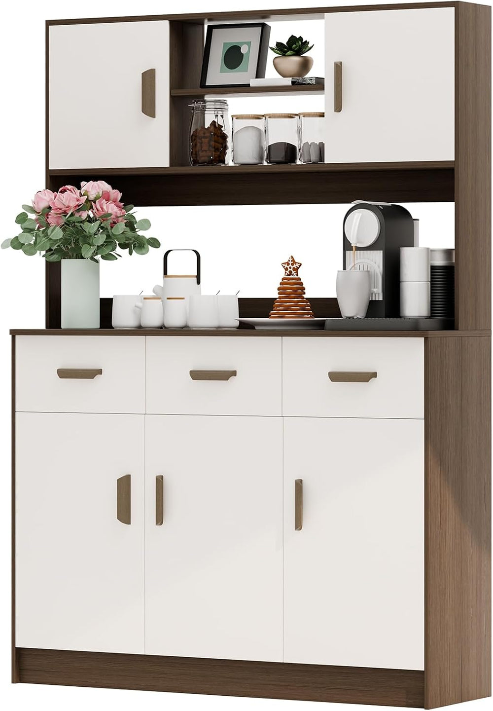 Kitchen Pantry Storage Cabinet, Hutch Cabinet with Buffet Cupboard, Utility P...