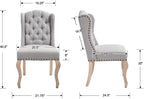 Upholstered Dining Chairs Set of 2 for Kitchen and Dining Room Farmhouse Fabric Tufted Accent Chairs for Living Room and Bedroom with Wooden Legs, Grey