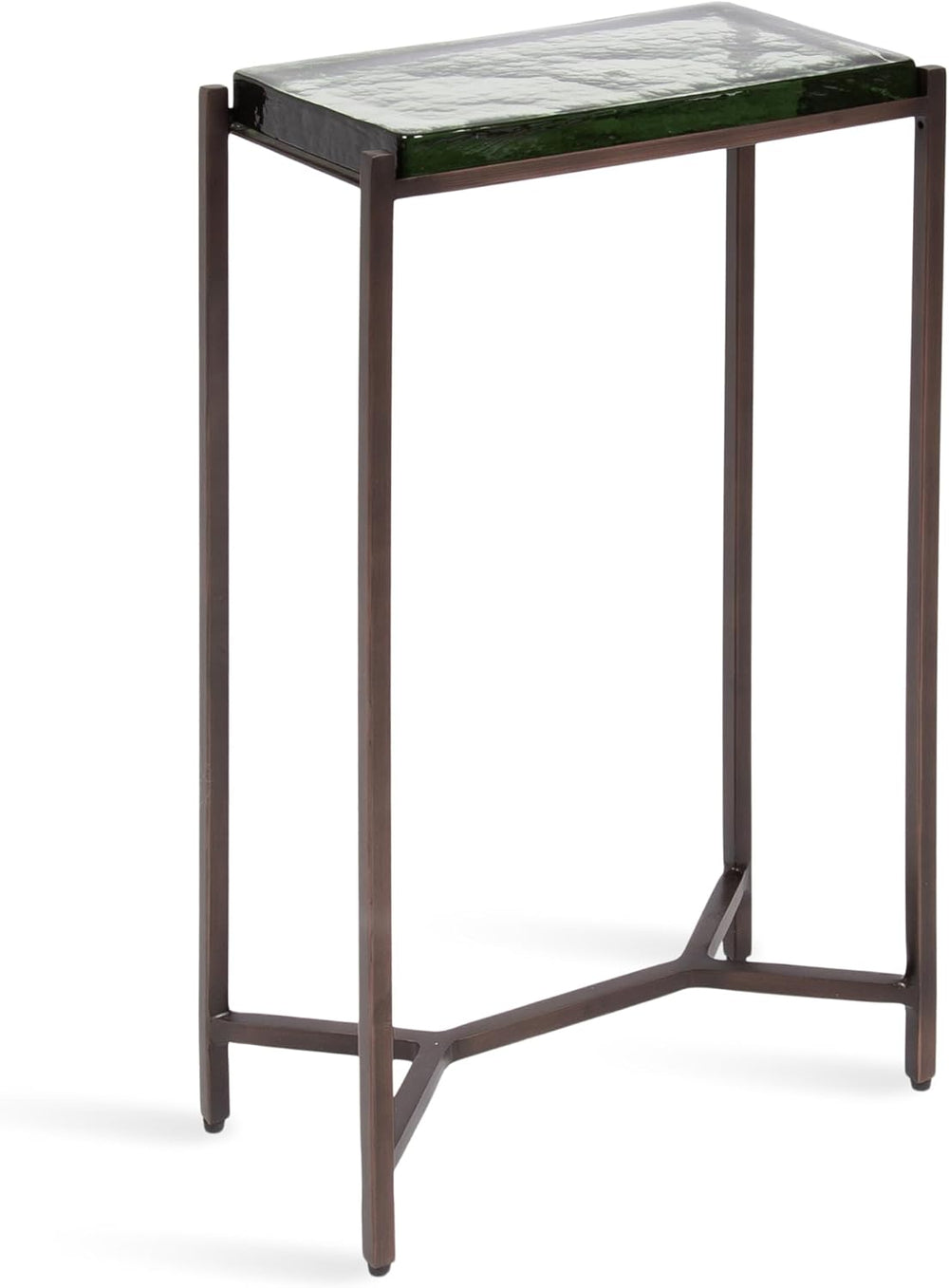 Kate and Laurel Aguilar Modern Glam Slim Side Table, 12 x 7 x 22, Green Glass...