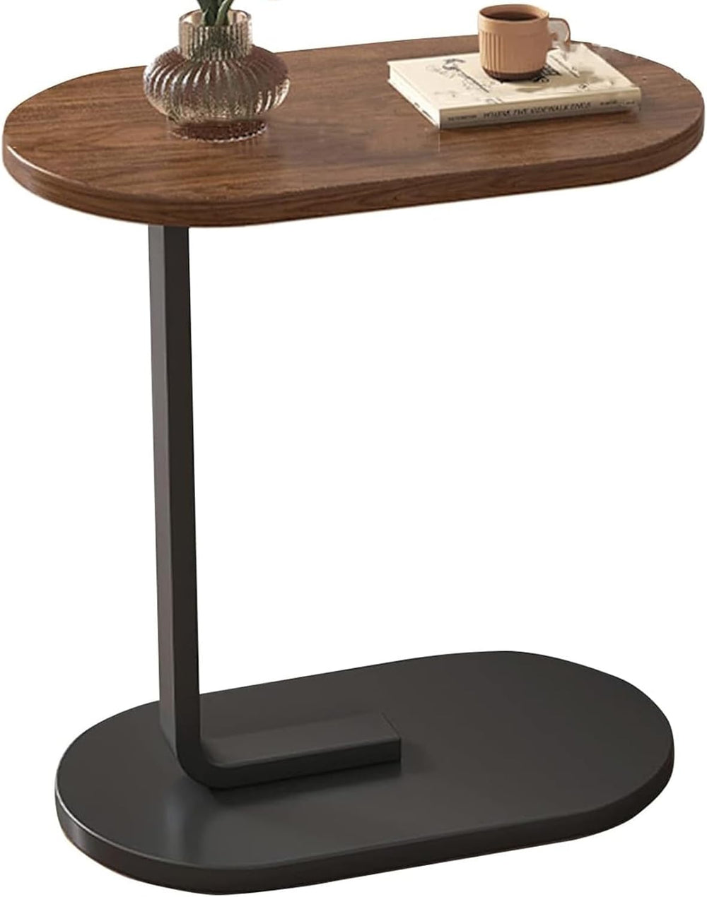 Small Side Table End Table, C-Shaped Wood Coffee Table TV Tray for Eating Cou...