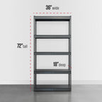 SafeRacks Modular Garage Shelving - 5 Tier Storage Shelves, Tall Metal Rack Shelves for Storage, Heavy Duty Steel Shelf Organizer for Garage, Or Kitchen Pantry (Hammertone, 18 x 36 x 72)