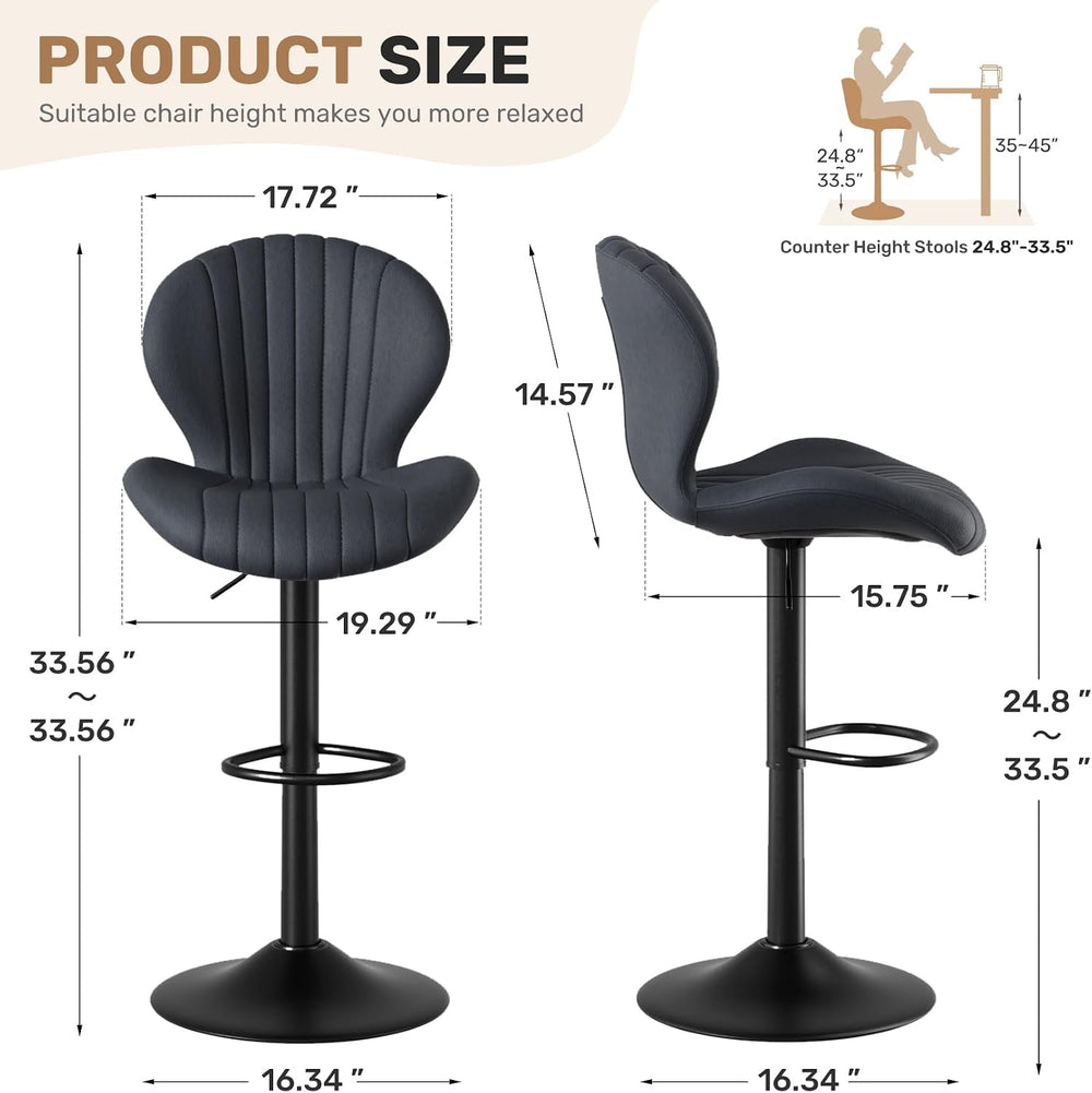 Bar Stools Set of 2 Swivel Adjustable Bar Chairs