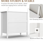 RoyalCraft Large 3 Drawer Dresser Set of 2, Fluted Wood Chest of Drawers with Storage, Modern Painted 30 inch Wide Nightstand for Bedroom Living Room Entryway, White