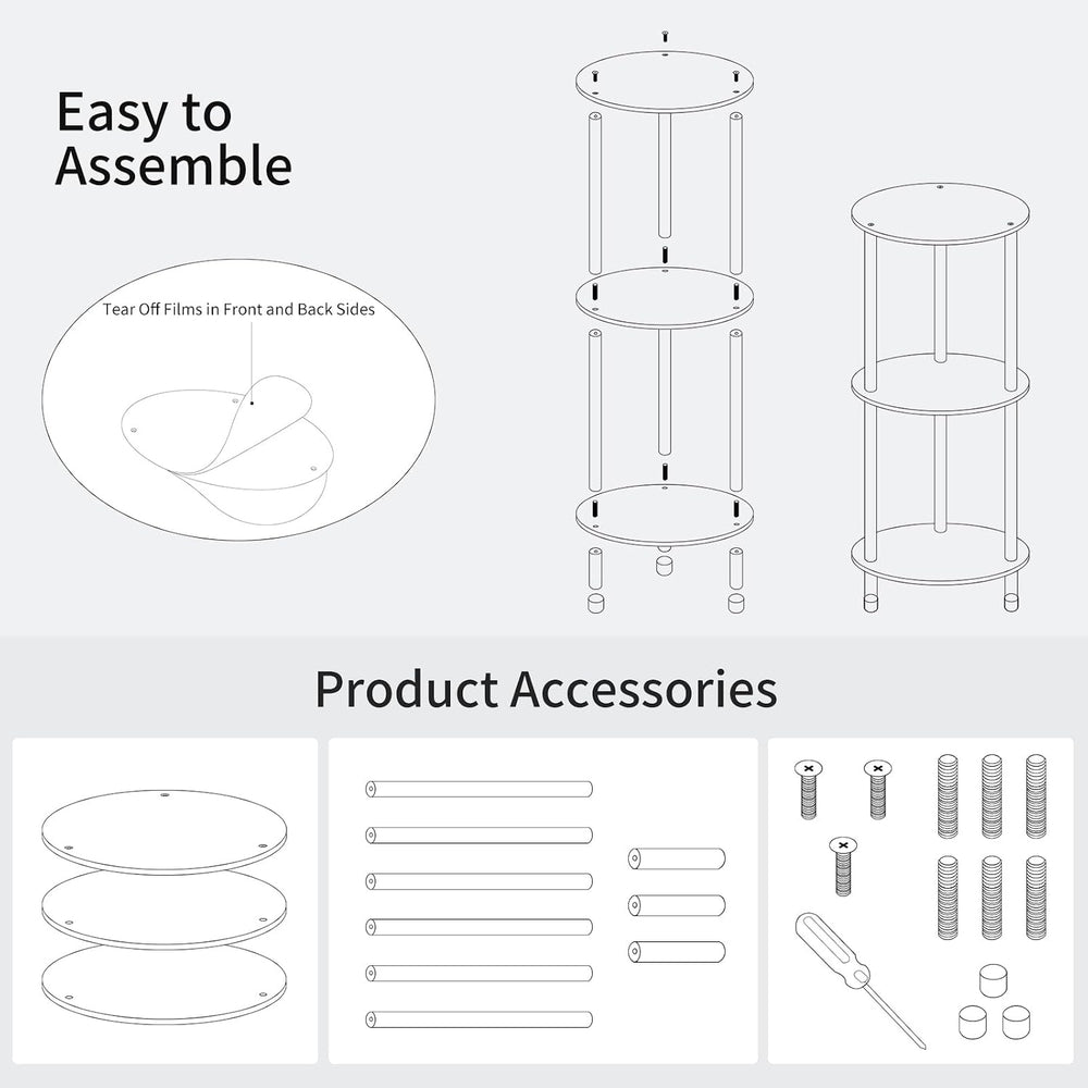 Clear Round Acrylic Side Table for Small Spaces, 11.81" L x 11.81" ...