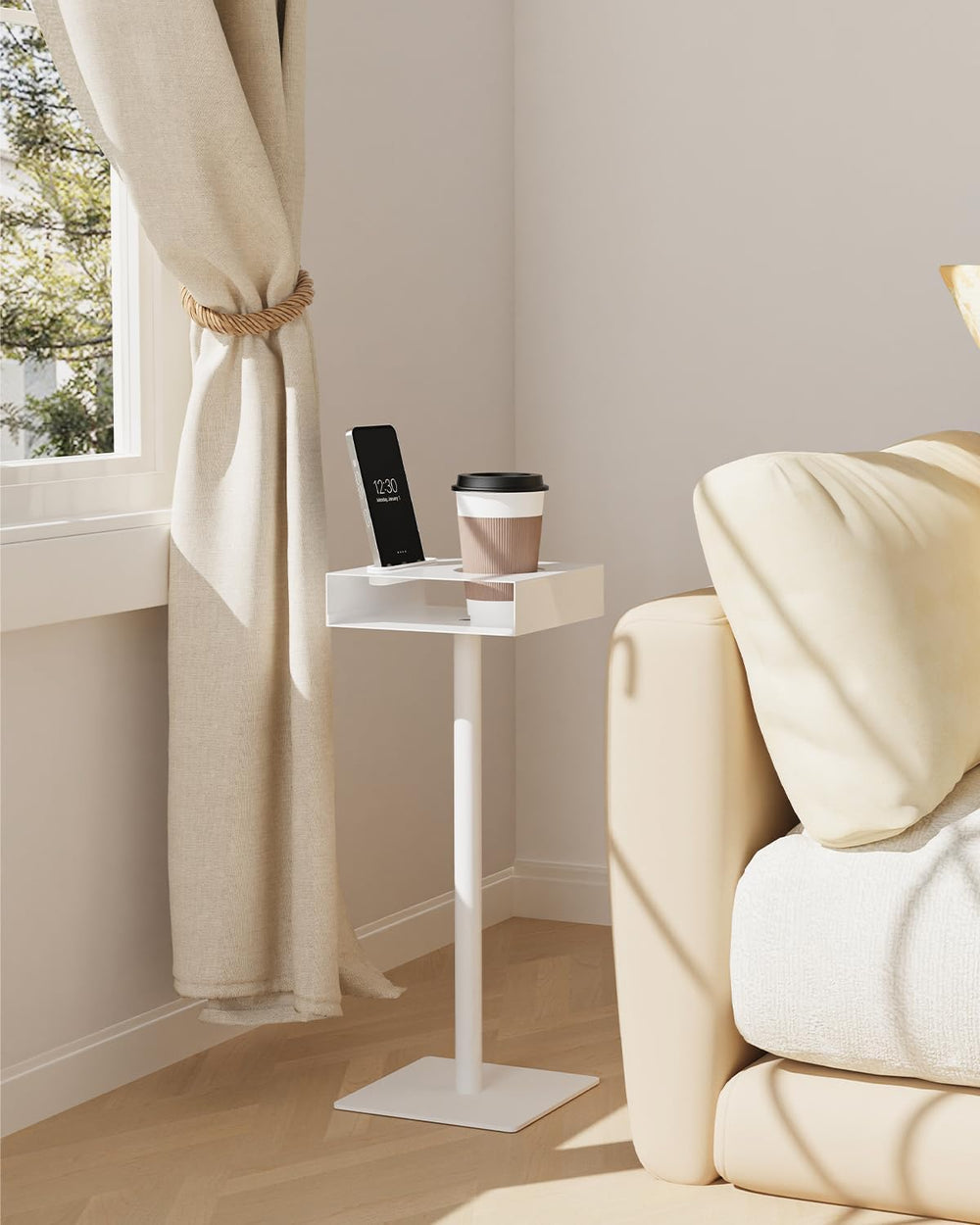 Yawinhe Small Metal Side Table,Versatile Coffee Drink Table with Weighted Bas...