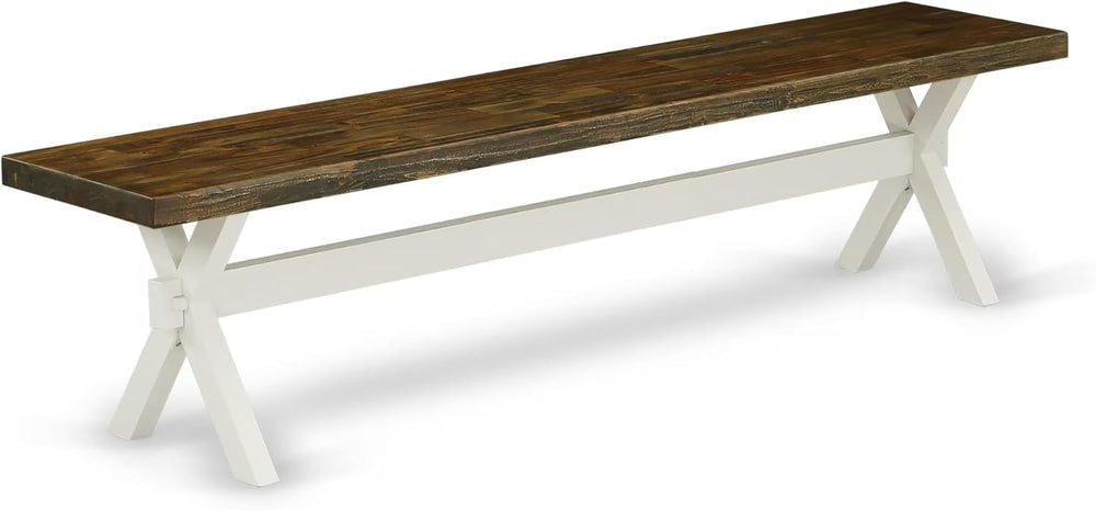 East West Furniture XB077 X-Style Modern Dining Bench with Wooden Seat, 72x15...