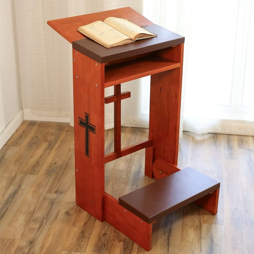 Prayer Bench Stool Table, Wooden Church Prayer Chair Padded Kneeler Shelf Fol...