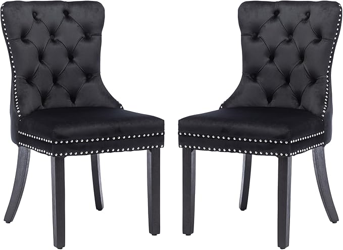 KCC Velvet Dining Chairs Set of 2, Upholstered High-end Tufted Dining Room Ch...