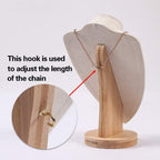 Coward Velvet Bust Necklace Display Stand For Show Bamboo Chain Jewelry Holder Organizer Model(beige velvet, 11.4")