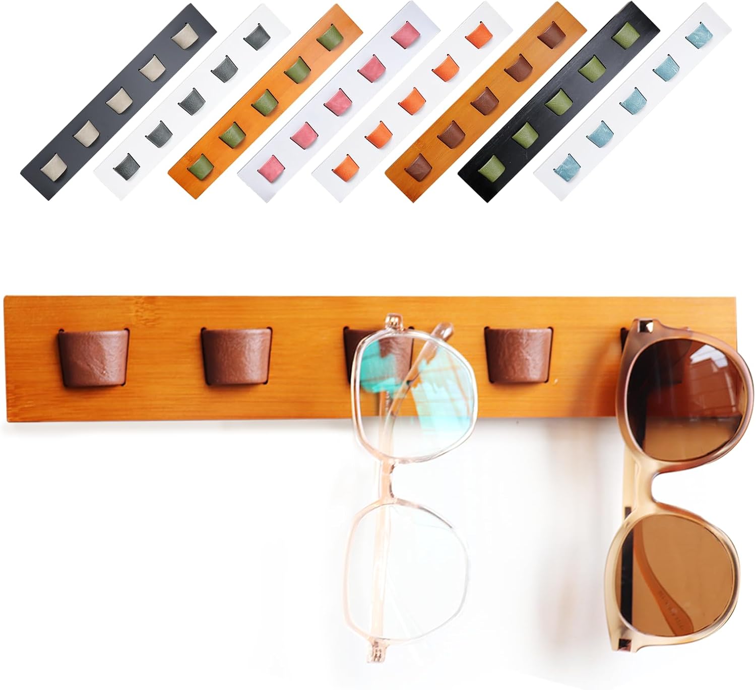 ACOCOFE Sunglass Organizer Glasses Holder,Wood Eyeglass Storage Holder,Sunglasses Rack Eyewear Display((Brown-brown)