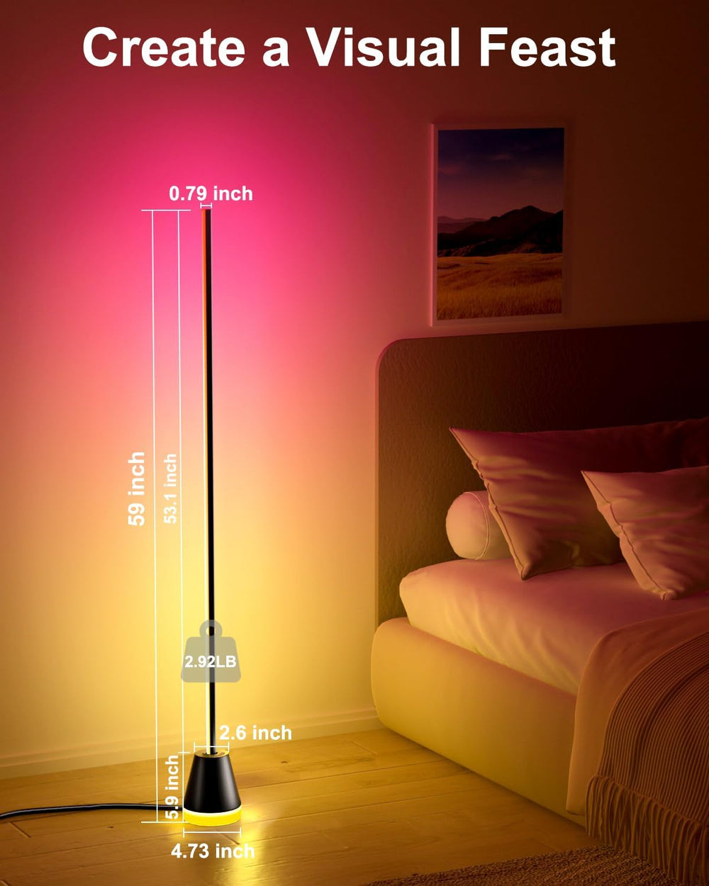 Keepsmile Smart RGB LED Corner Floor Lamp,172 LEDs Bright Standing Lamps for ...