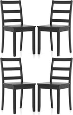 COSTWAY Wooden Dining Chairs Set of 4, Mid-Century Modern Armless Kitchen Side Chairs with Curved Backrest and Rubber Wood Legs for Home Dining Room, Kitchen, Restaurant (Black)