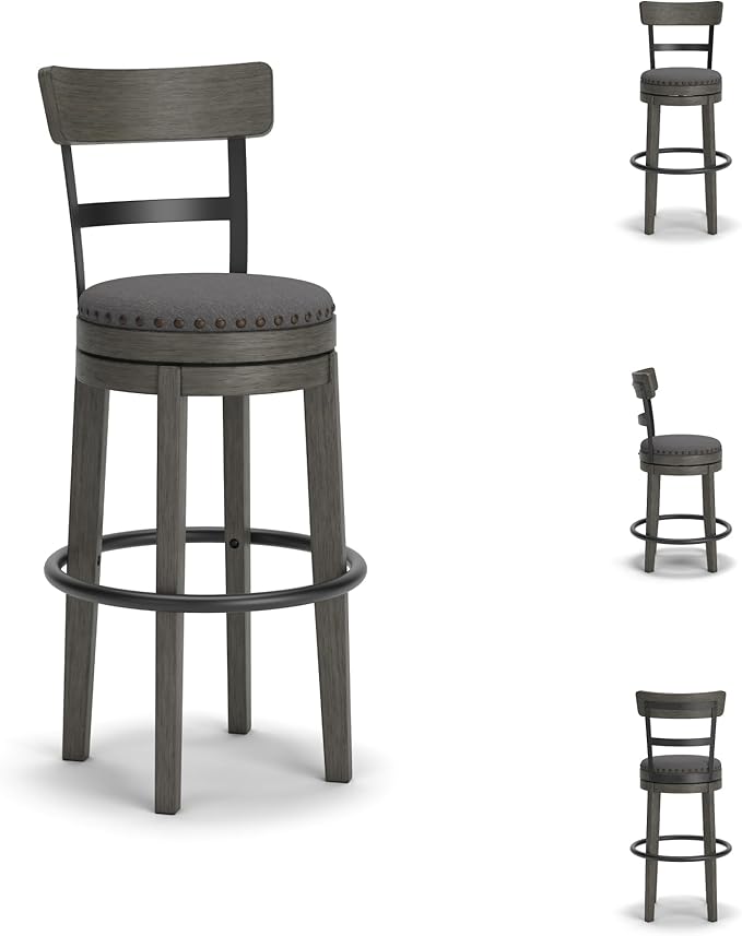 Signature Design by Ashley Caitbrook 30" Farmhouse Bar Height Upholstere...