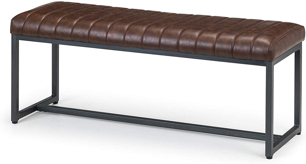 Julian Bowen Brooklyn Upholstered Bench, Brown, Height: 47, Width: 121, Depth...