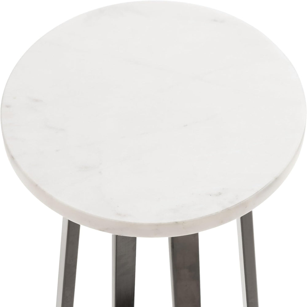 Kate and Laurel Zia Modern Marble Round Drink Table; 9 x 9 x 23; White and Gr...