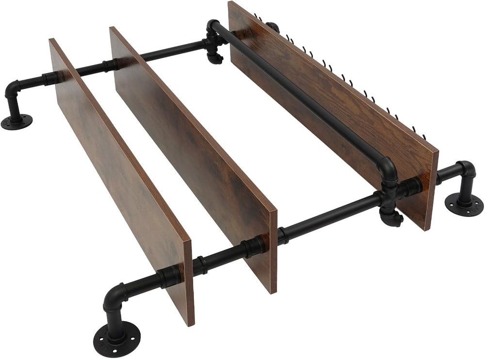 36in Rustic Metal Floating Bar Shelves Wall Mounted, 3-Tier Industrial Pipe S...
