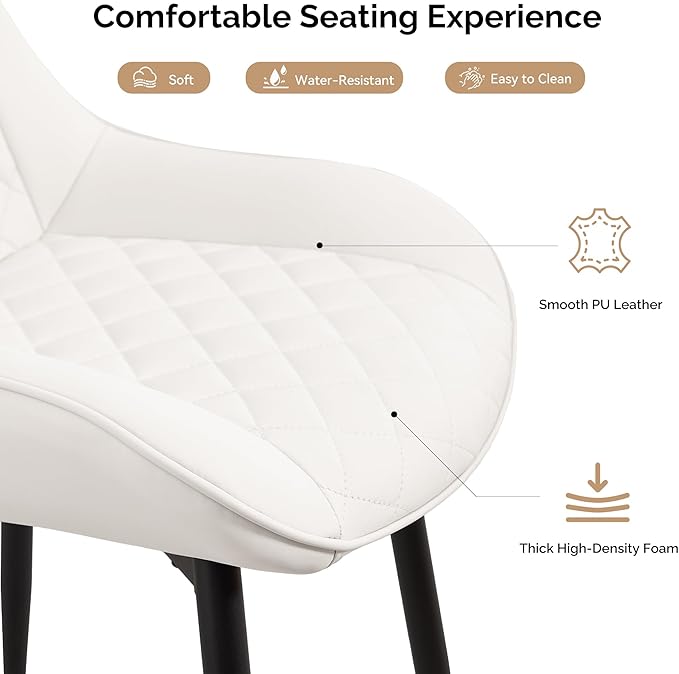 Dining Chair, Modern Dining Chairs with Thick Cushions, Faux Leather Upholste...