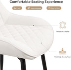 Dining Chair, Modern Dining Chairs with Thick Cushions, Faux Leather Upholstered Kitchen Dining Room Chairs with Metal Adjustable Legs for Dining Living Room, White