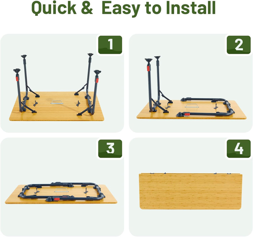TIMBER RIDGE Bamboo Folding Camping Table, Portable RV Picnic Table | Adjusta...