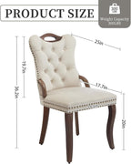 Beige Velvet Dining Chairs Set of 4，Modern Upholstered Dining Room Chairs with Tufted Back and Wood Accents, Curved Solid Wood Legs & Nailhead Trim, Sillas De Comedor Modernas 4