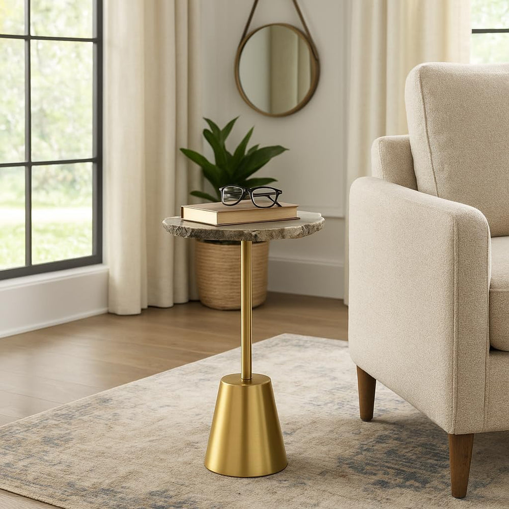 Classy End Table, Side Table, or Night Stand - Raw Agate Drink Table with Sli...