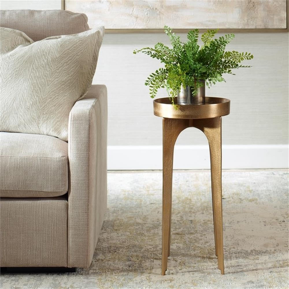 BOWERY HILL Accent Table, 24.3" H x 12.2" W x 12.2" D, Cast Al...