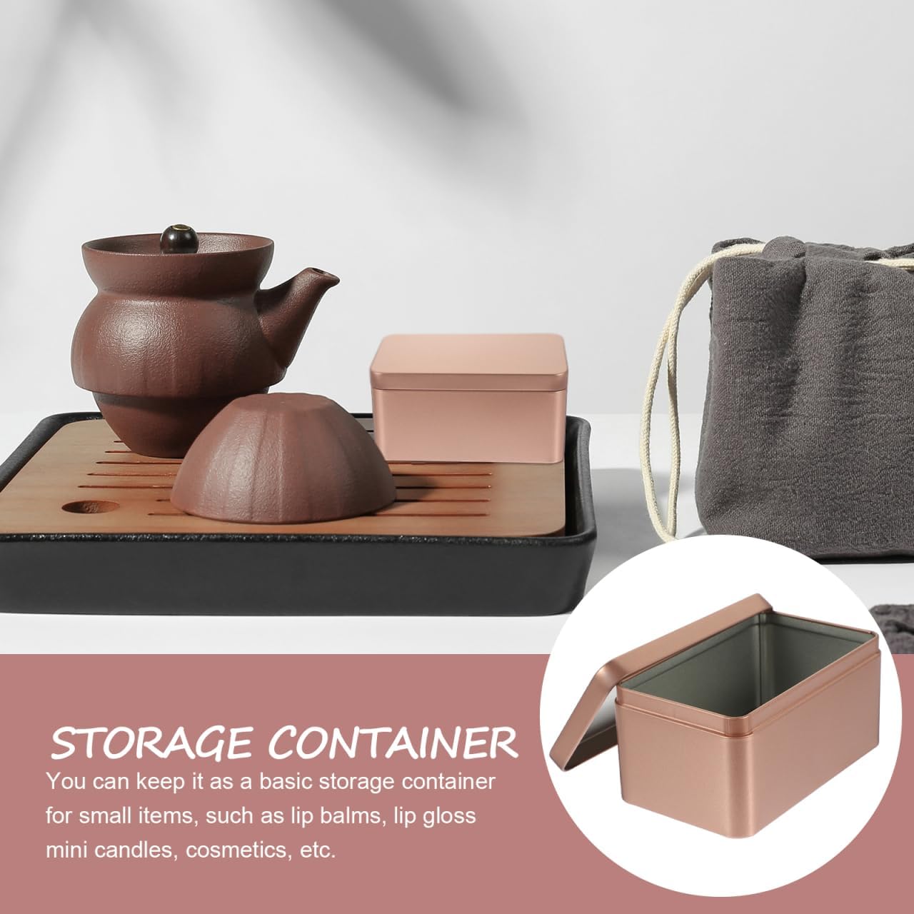 Alipis Tea Leaf Storage Container Rectangular Tinplate Box Mini Portable Tea Tin for Candies Snacks and Small Items Home Storage Box with Lid 5.11 X 3.14 X 2.36 in