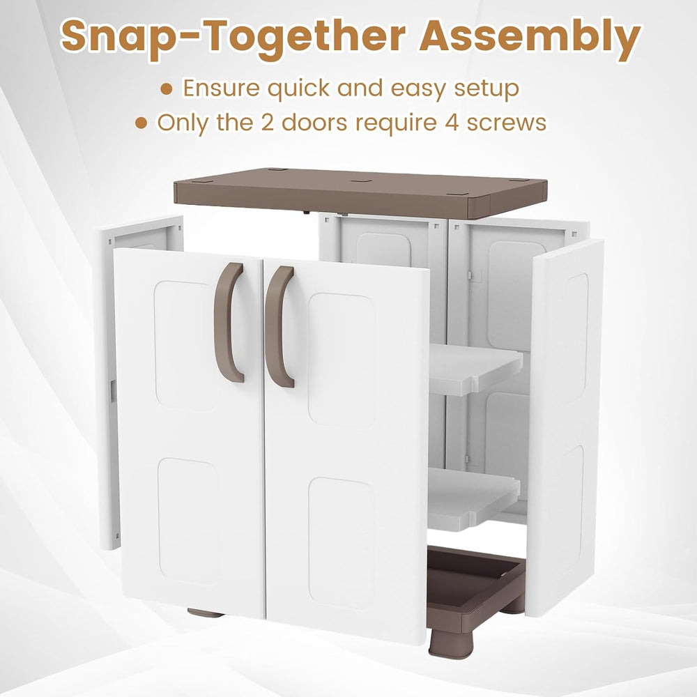 GIANTEX Storage Cabinet with 2 Doors and Adjustable Shelves, Modern Plastic B...